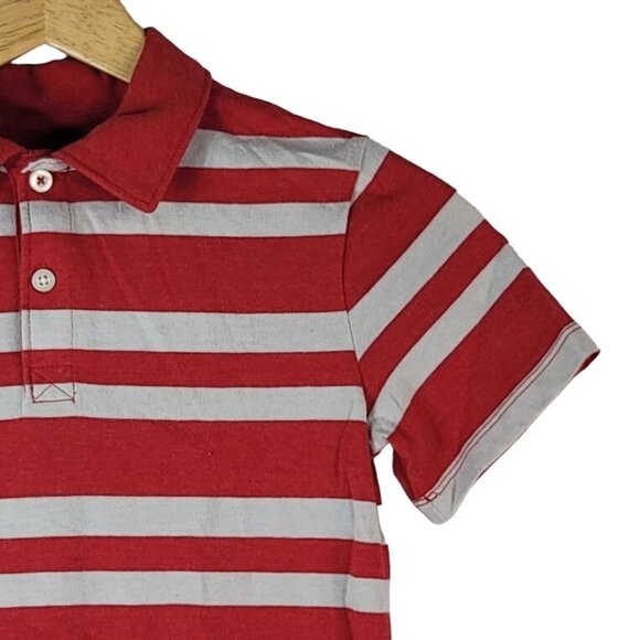 2/$15 Cherokee Boys Polo Shirt Red Striped Size 6 Small Short Sleeve Golf Collar - Picture 3 of 8